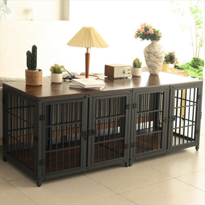 Bingopaw 90x62x68.5cm Ultra Thicken Dog Crate Cage Pet Dog Puppy Kennel with Removable Divider & 4 Doors