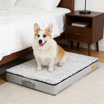BingoPaw Hondenbed, grijs, grote honden, orthopedisch hondenbed, 110 x 85 x 10 cm, hondenkussen, wollig, hondenmat, wasbaar, gewrichtsvriendelijk, hondenmatras voor grote honden