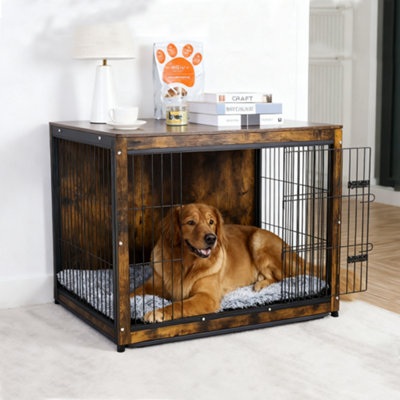 Bingopaw Rustic Brown Wooden Dog Cage Cat Pet Crate