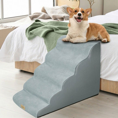 Bingopaw Dog Stairs 5 Steps For Bed Sofa Cats Ladder Ramp with Removable Cover