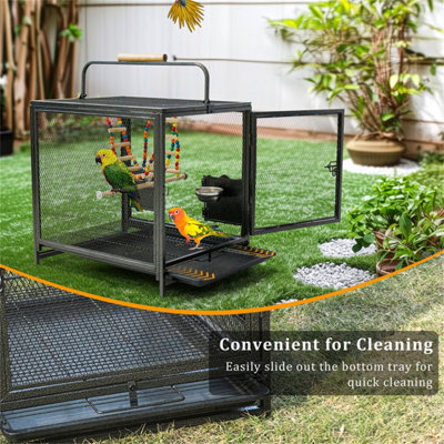 Bingopaw Portable Bird Travel Carrier Cage Iron Parrot Cockatiel ... - Macaw Bird Cage Metal Gates For Parrots