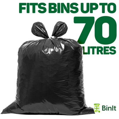 BIN IT 40 Everyday 70L Strong & Secure, Refuse Sacks, Bin Bags, Bin Liners, Flat Top, Recycled, Tear Resistant, 30 Um, Perfect For Everyday Use, Household, Office, Kitchen & Caterers