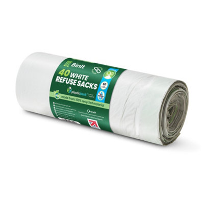 BinIt 40 White Drawstring 50L Strong & Secure, Refuse Sacks, Bin Bags