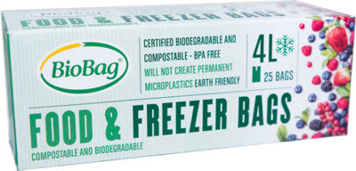 BioBag 4 Litre Compostable Freezer Bags - 1 Roll Of 25 Liners