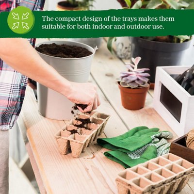 Biodegradable Seed Trays 10 x 24 Pack with Plant Labels, 240-Cell Germination Trays for Seedlings, Cuttings, and Transplanting
