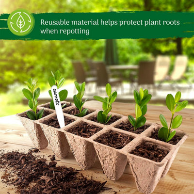 Biodegradable Seed Trays 10 x 24 Pack with Plant Labels, 240-Cell Germination Trays for Seedlings, Cuttings, and Transplanting