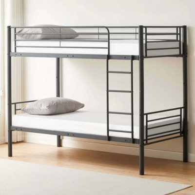 Bircham Bunk Bed in Grey - Reinforced Tubular Slats - Suitable for Adult Use - Single