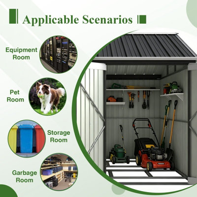 BIRCHTREE 10x10FT Steel Apex Garden Shed Tool Equipment Organize W ...
