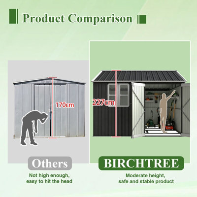 BIRCHTREE 10x10FT Steel Apex Garden Shed Tool Equipment Organize W