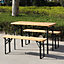 BIRCHTREE 3 Piece Wooden Folding Picnic Dining Outdoor Table Bench Set 1.2m