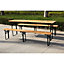 BIRCHTREE 3 Piece Wooden Folding Picnic Dining Outdoor Table Bench Set 2.2m