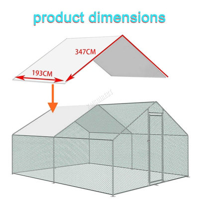 Birchtree 347x193CM Chicken Run cage Cover Garden UV-resistant Roof Shelter Trap Kennel - 4