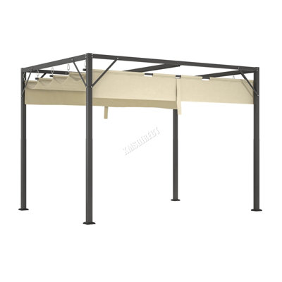 BIRCHTREE 3x2M PE Canopy Pergola Steel Frame Adjust Shade Pergola Shelter Backyard Beige