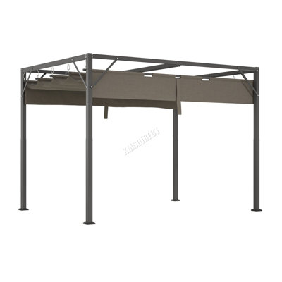 BIRCHTREE 3x2M PE Canopy Pergola Steel Frame Adjust Shade Pergola Shelter Backyard Grey