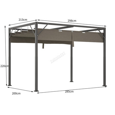 BIRCHTREE 3x2M PE Canopy Pergola Steel Frame Adjust Shade Pergola Shelter Backyard Grey - 3
