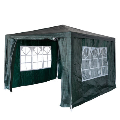 BIRCHTREE 3X3M Outdoor PE Gazebo Patio Shade Canopy Waterproof 4 Pieces Sidewalls Green