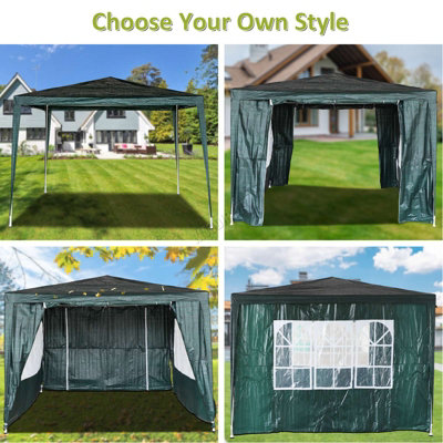 BIRCHTREE 3X3M Outdoor PE Gazebo Patio Shade Canopy Waterproof 4 Pieces Sidewalls Green - 3