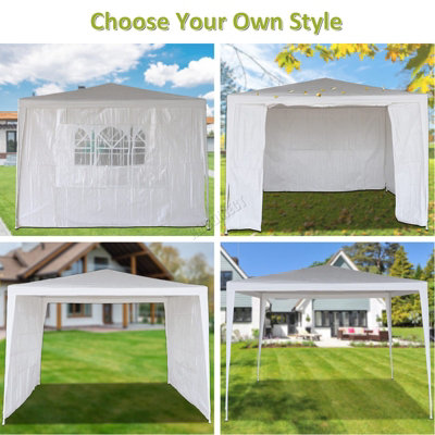 BIRCHTREE 3X3M Outdoor PE Gazebo Patio Shade Canopy Waterproof 4 Pieces Sidewalls White - 3