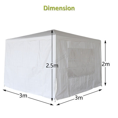 BIRCHTREE 3X3M Outdoor PE Gazebo Patio Shade Canopy Waterproof 4 Pieces Sidewalls White - 4