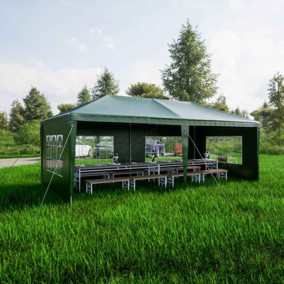 BIRCHTREE 3X6M Outdoor PE Gazebo Patio Shade Canopy Waterproof 6 Pieces ...