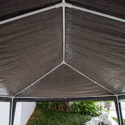 BIRCHTREE 3X6M Outdoor PE Gazebo Patio Shade Canopy Waterproof 6 Pieces Sidewalls Grey - 9
