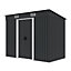 Birchtree 4X8FT Metal Garden Shed Pent Roof Free Foundation Base Storage House Anthracite