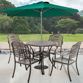 BIRCHTREE 5PCS Outdoor Garden Aluminum Furniture Table & 4 Chairs Set Bronze