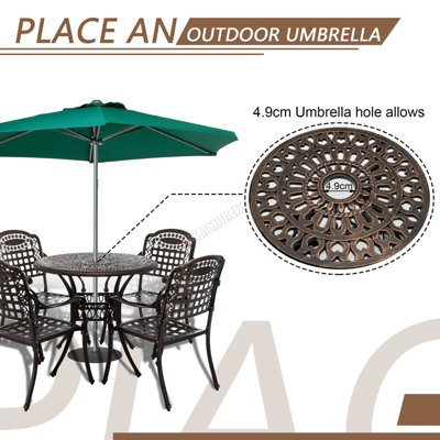 BIRCHTREE 5PCS Outdoor Garden Aluminum Furniture Table & 4 Chairs Set Bronze