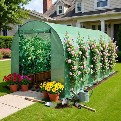Birchtree 5X2X2M Galvanised Frame Polytunnel Walk-in Garden Greenhouse ...