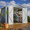 Birchtree 8X6FT Metal Garden Shed Apex Roof With Free Foundation Base Storage House Grey