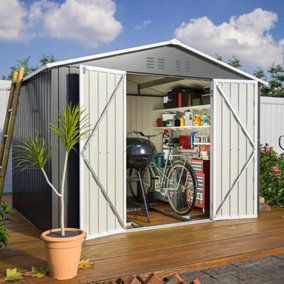 Birchtree 8X6FT Metal Garden Shed Apex Roof With Free Foundation Storage House Anthracite