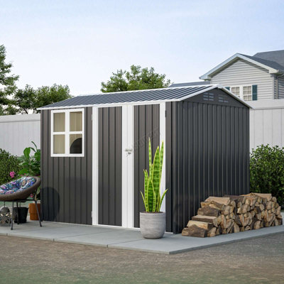 Birchtree 8x6FT Steel Apex Garden Shed Tool Equipment
