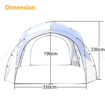 BIRCHTREE Garden 3.5M Dome Gazebo Shelter Party Tent UV Protection Canopy Marquee White