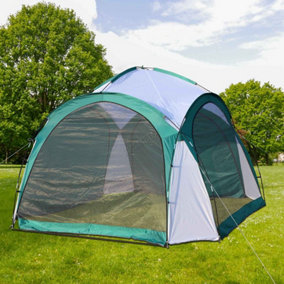 BIRCHTREE Garden 3.5X3.5M Dome Gazebo Tent with 4 Mesh & 2 Sunshade Walls Shelter Green