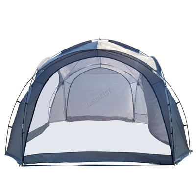 BIRCHTREE Garden 3.5X3.5M Dome Gazebo Tent with 4 Mesh & 2 Sunshade Walls Shelter Grey