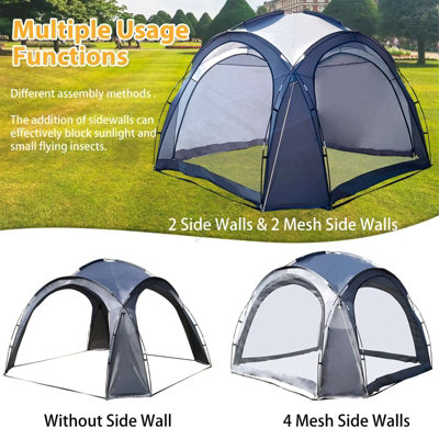 BIRCHTREE Garden 3.5X3.5M Dome Gazebo Tent with 4 Mesh & 2 Sunshade Walls Shelter Grey - 6