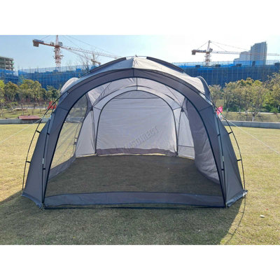 BIRCHTREE Garden 3.5X3.5M Dome Gazebo Tent with 4 Mesh & 2 Sunshade Walls Shelter Grey - 5