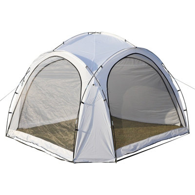 BIRCHTREE Garden 3.5X3.5M Dome Gazebo Tent with 4 Mesh & 2 Sunshade Walls Shelter White