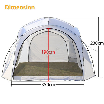 BIRCHTREE Garden 3.5X3.5M Dome Gazebo Tent with 4 Mesh & 2 Sunshade Walls Shelter White - 3