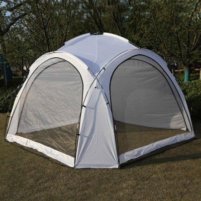 BIRCHTREE Garden 3.5X3.5M Dome Gazebo Tent with 4 Mesh & 2 Sunshade Walls Shelter White - 8