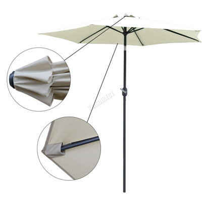 Birchtree Garden Parasol Tilt Crank Patio Sunshade Umbrella Aluminium 2.5M Beige - 4