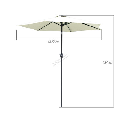 Birchtree Garden Parasol Tilt Crank Patio Sunshade Umbrella Aluminium 2.5M Beige - 6