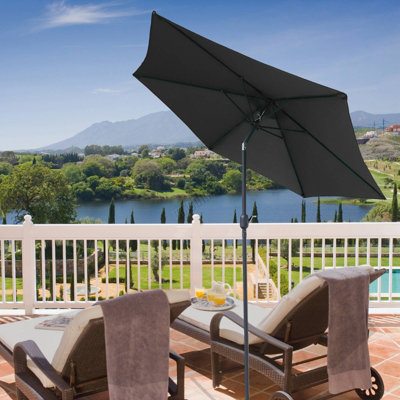 Birchtree Garden Parasol Tilt Crank Patio Sunshade Umbrella Aluminium 2.5M Black