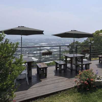 Birchtree Garden Parasol Tilt Crank Patio Sunshade Umbrella Aluminium 2.5M Black