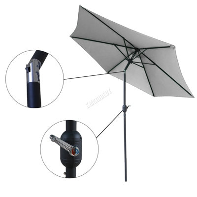 Birchtree Garden Parasol Tilt Crank Patio Sunshade Umbrella Aluminium 2.5M Grey - 3
