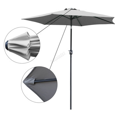 Birchtree Garden Parasol Tilt Crank Patio Sunshade Umbrella Aluminium 2.5M Grey - 4