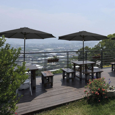 Birchtree Garden Parasol Tilt Crank Patio Sunshade Umbrella Aluminium 3M Black