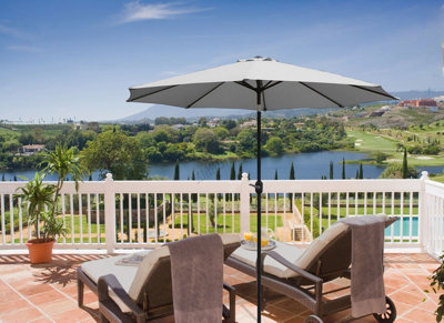 Birchtree Garden Parasol Tilt Crank Patio Sunshade Umbrella Aluminium 3M Grey
