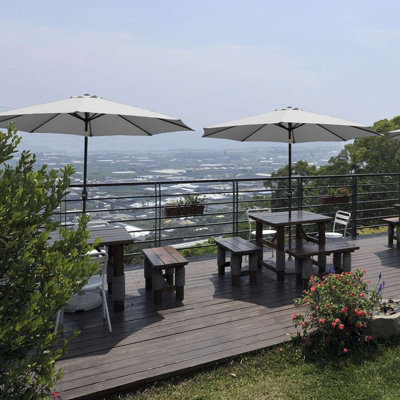 Birchtree Garden Parasol Tilt Crank Patio Sunshade Umbrella Aluminium 3M Grey