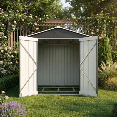 BIRCHTREE Garden Shed 6x6FT Steel Apex Tool Equipment Organize W